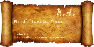 Mihálovits Anna névjegykártya